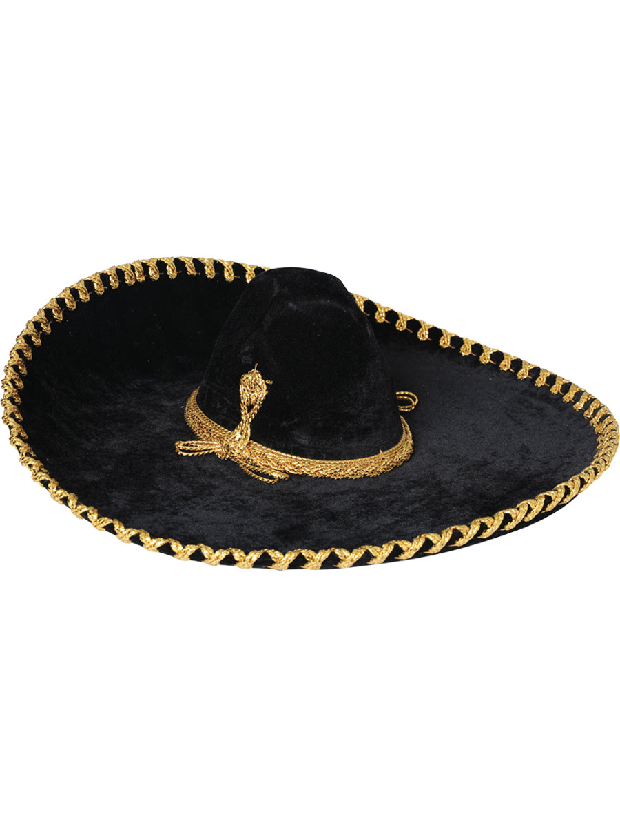 Adult 
Mexicanl Charro Hat Velvet Black/Gold 600601