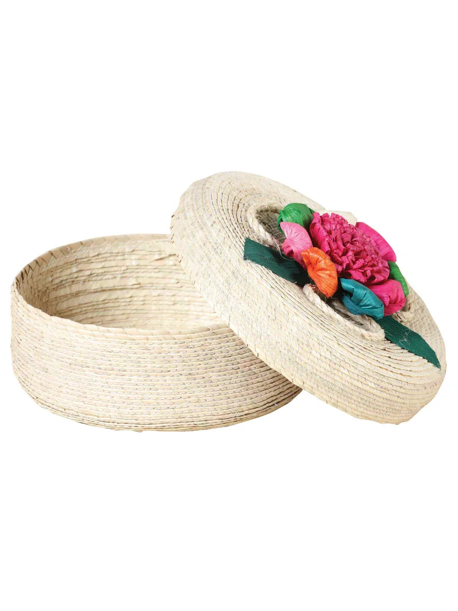 Artisanal Tortilla Warmer 100% Palm Leaf Multicolor Flower 602135 - N4dboots.com