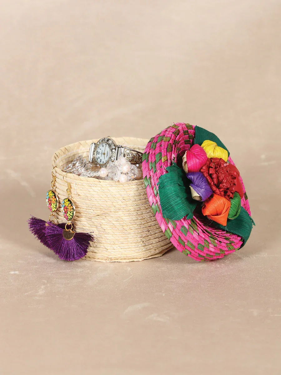 Artisanal Candy Holder/ Jewerly Holder 100% Palm Leaf Multicolor 602141 - N4dboots.com
