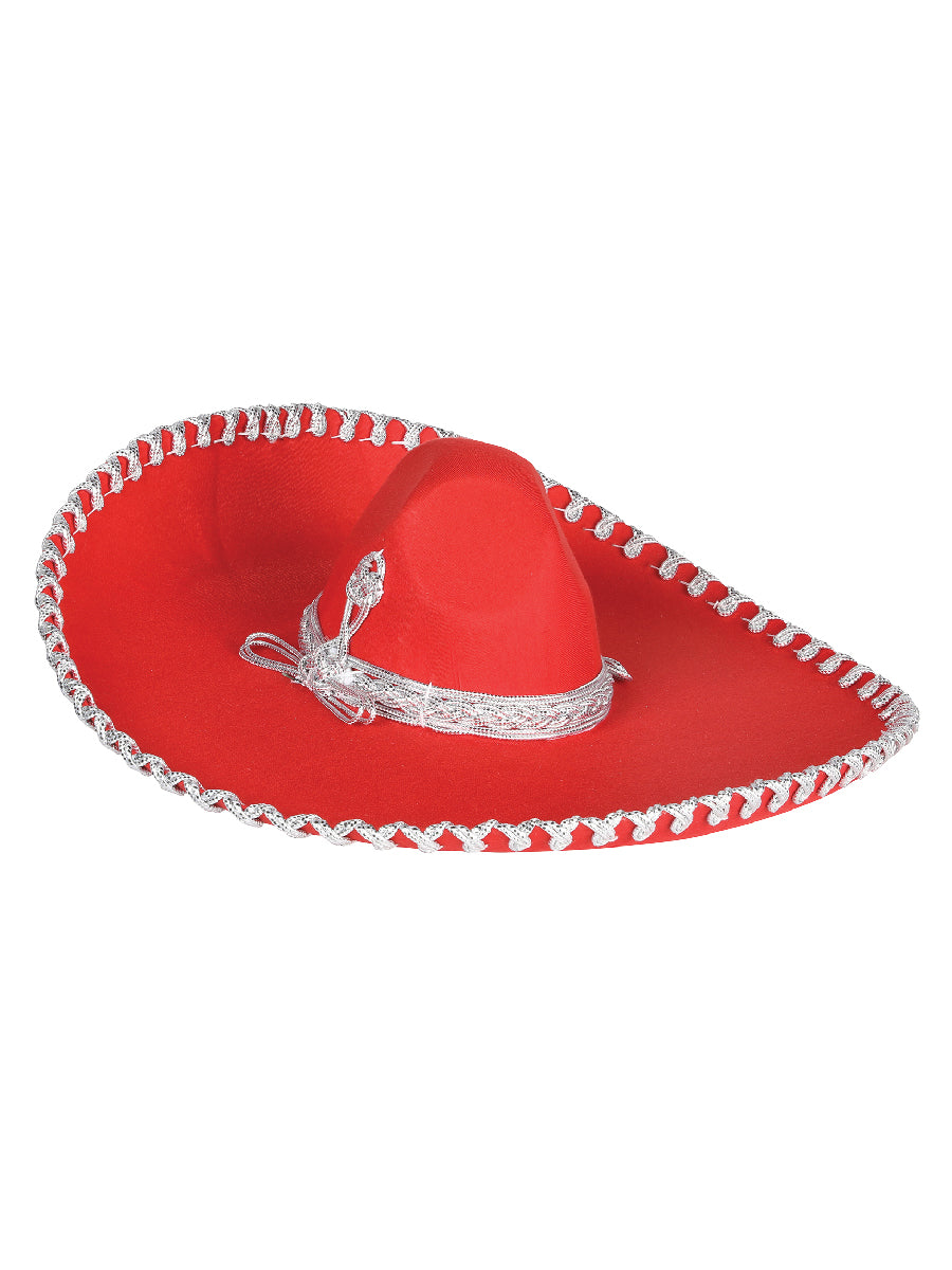 Adult 
Mexican Charro Hat Velvet Red/Silver 602319