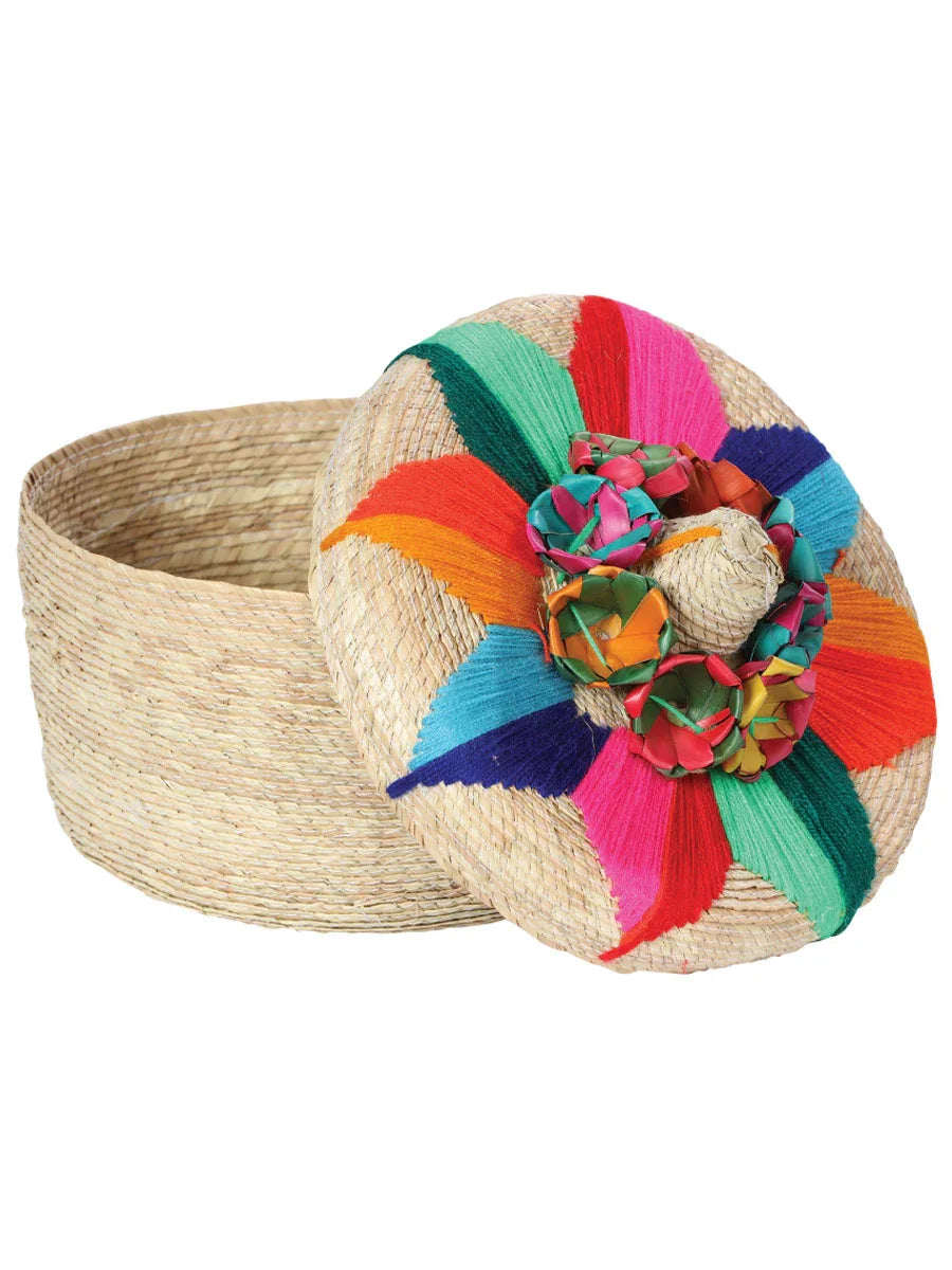 Artisanal Tortilla Warmer 100% Palm Leaf Multicolor Flower 602927 - N4dboots.com