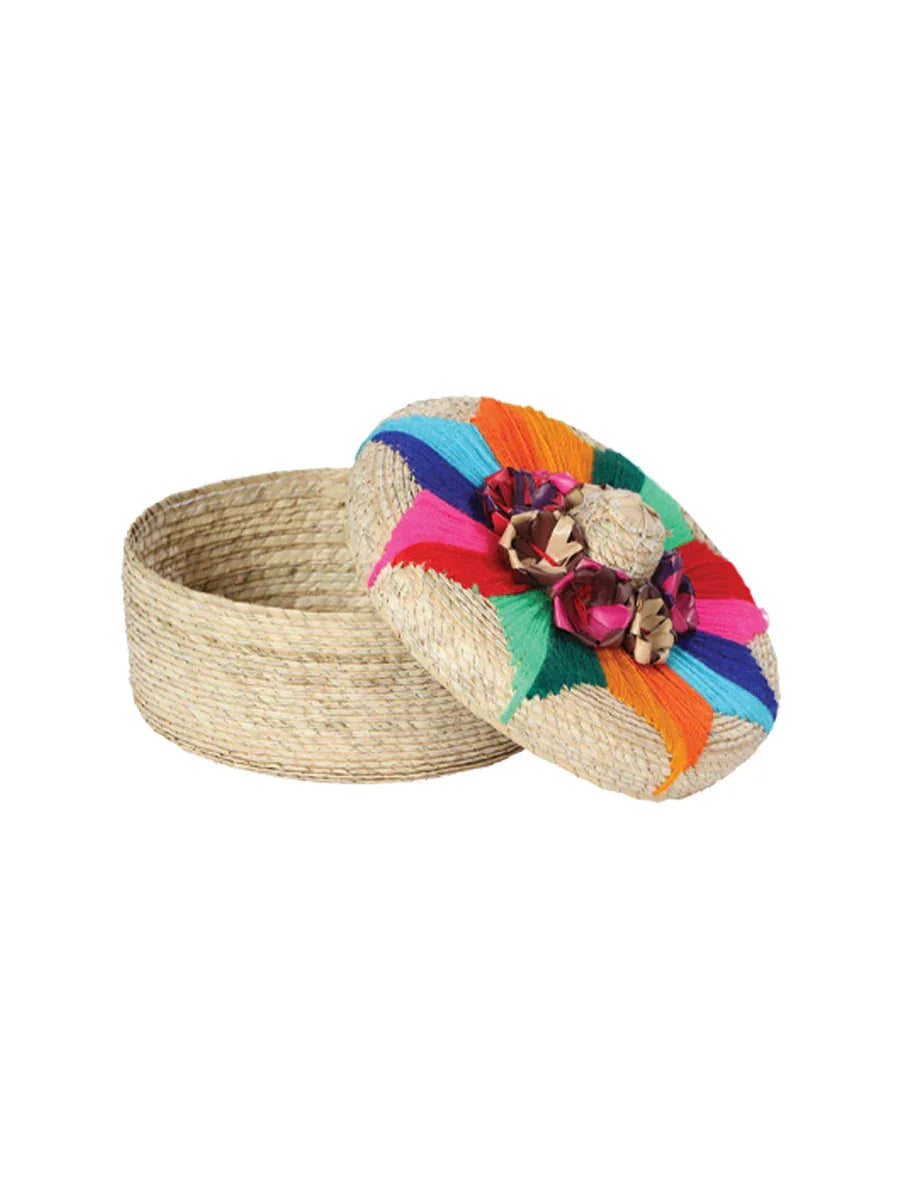 Artisanal Tortilla Warmer 100% Palm Leaf Multicolor Flower 602928 - N4dboots.com