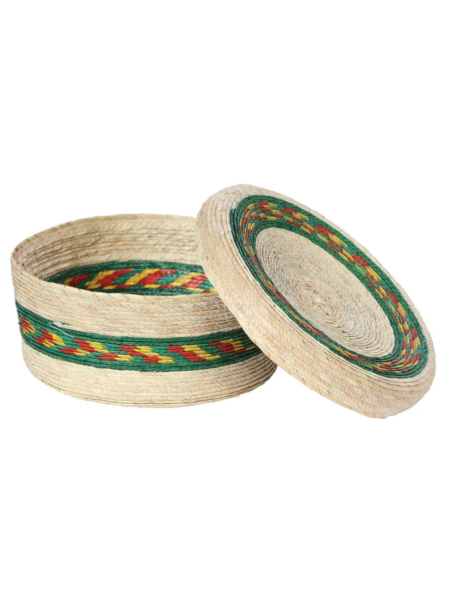 Artisanal Tortilla Warmer 100% Palm Leaf Natural/Green 602931 - N4dboots.com