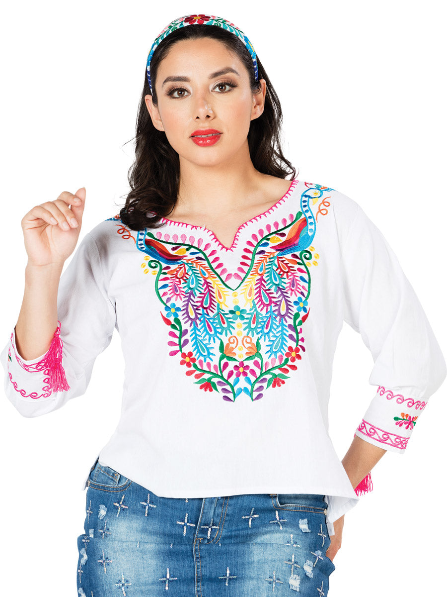 Artisanal Embroidered Blouse 100% Cotton White 603182