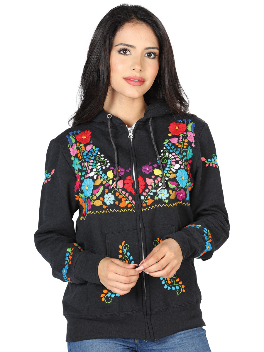 Artisanal Embroidered Sweatshirt 50% Cotton, 50% Polyester Black 603511