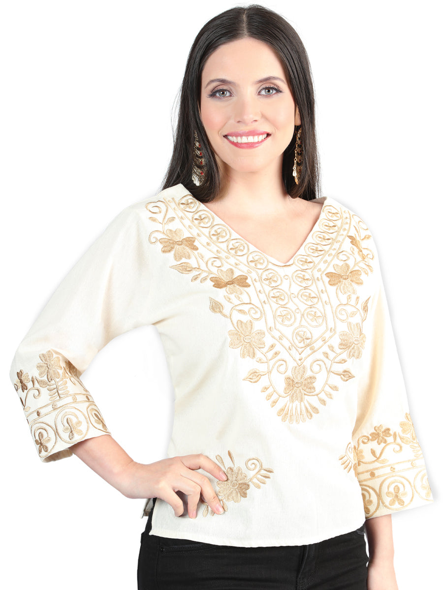 Artisanal Embroidered Blouse 100% Cotton Black 603988
