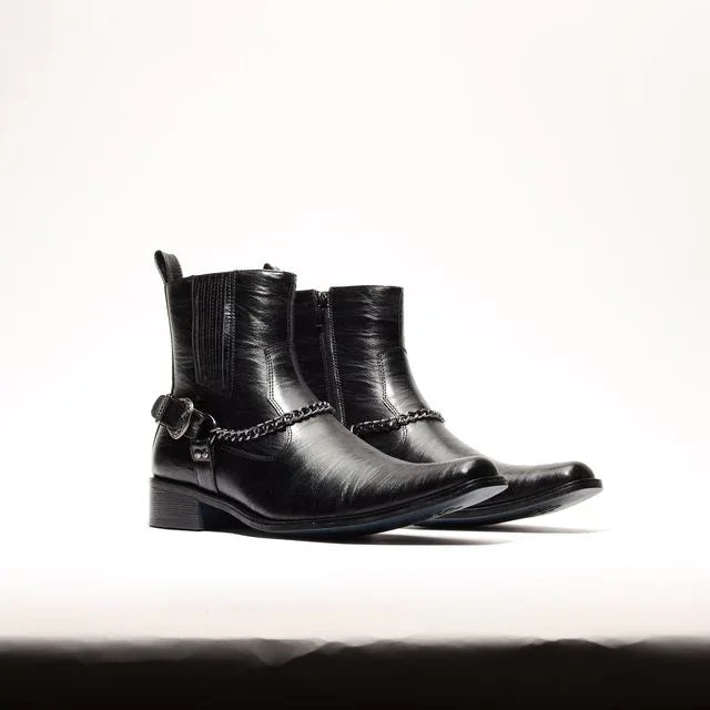 Chain Link Harness Boot D-716| Axel Black - N4dboots.com