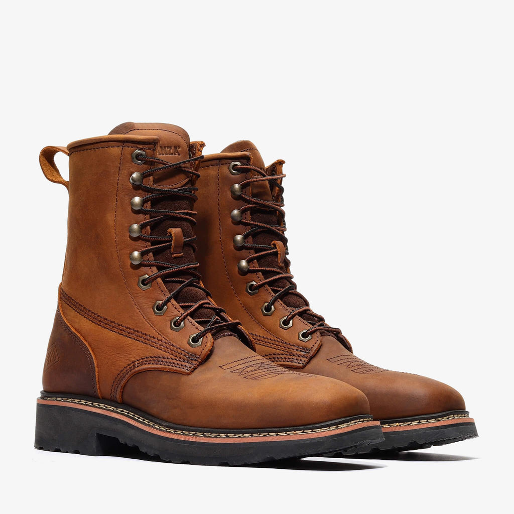 RANCHER GRIT 8" SQUARE TOE LACER - RANCHER GRIT 8" SQUARE TOE LACER - 6 / Crazy Brown - Bonanza Boots
