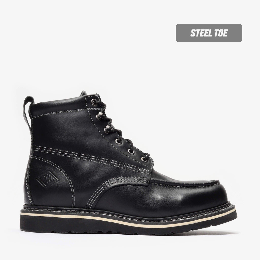 FRONTIER CLASSIC 6" MOC TOE (STEEL TOE) - FRONTIER CLASSIC 6" MOC TOE (STEEL TOE) - 5 / Jet Black - Bonanza Boots