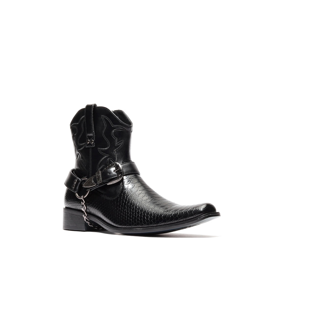 Chain Link Harness Boot D-717 Axel Black - N4dboots.com