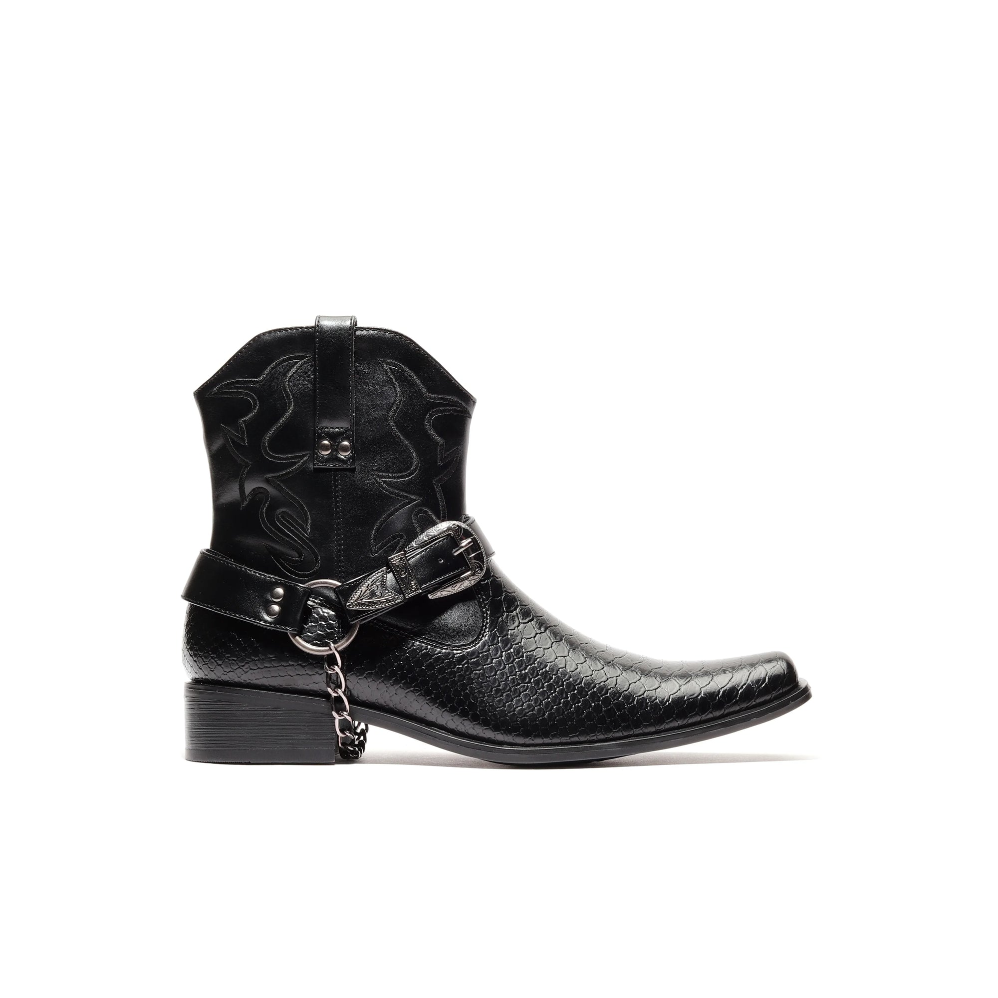 Chain Link Harness Boot D-717 Axel Black - N4dboots.com