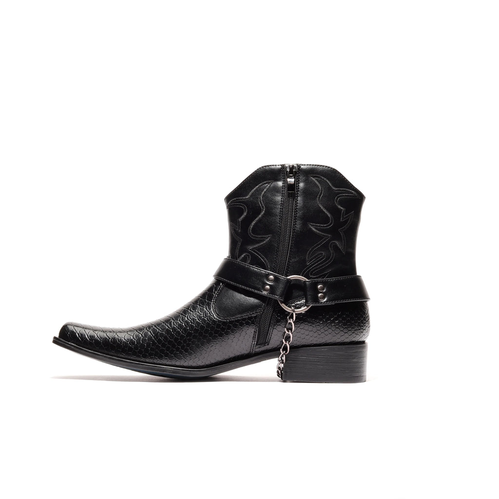 Chain Link Harness Boot D-717 Axel Black - N4dboots.com