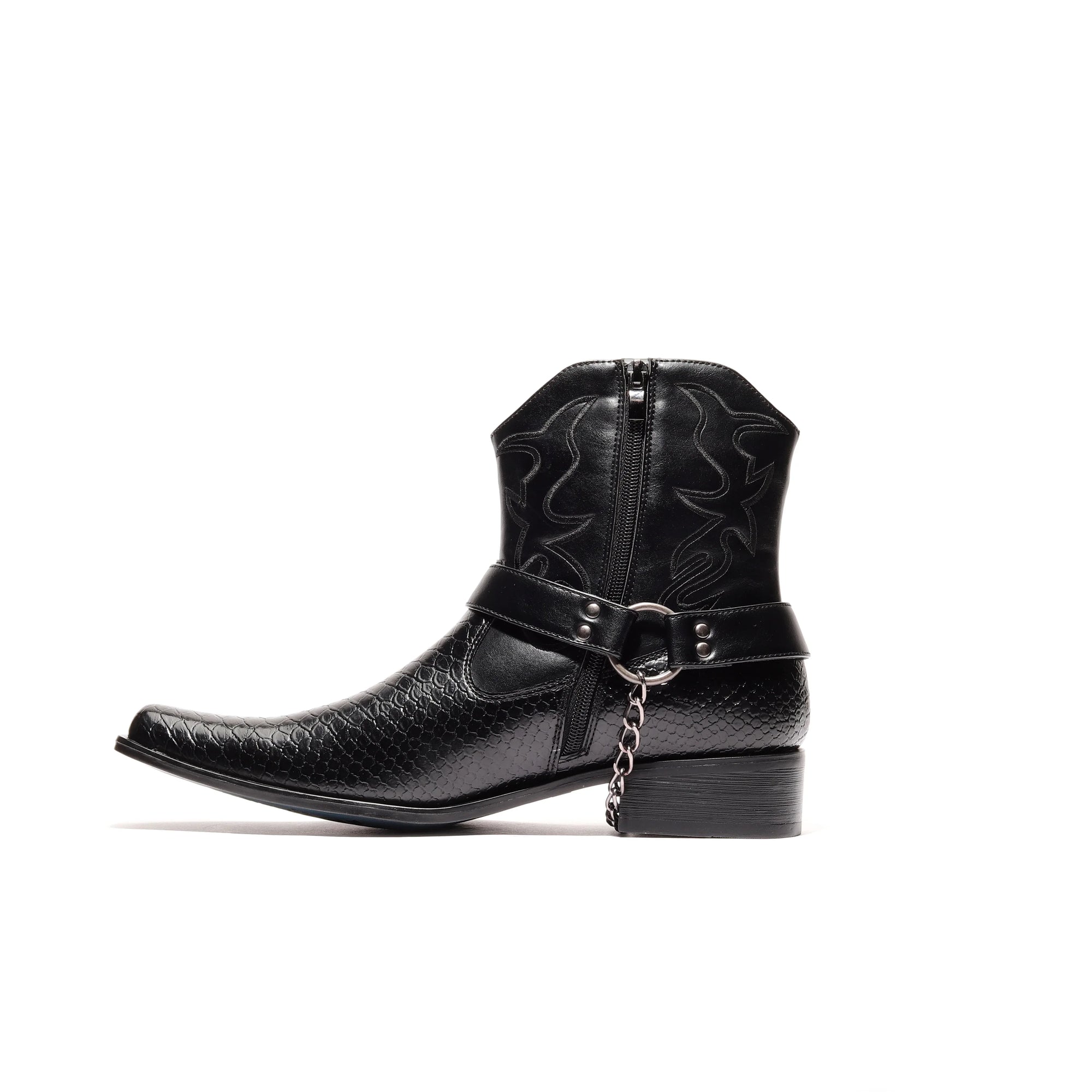 Chain Link Harness Boot D-717 Axel Black - N4dboots.com