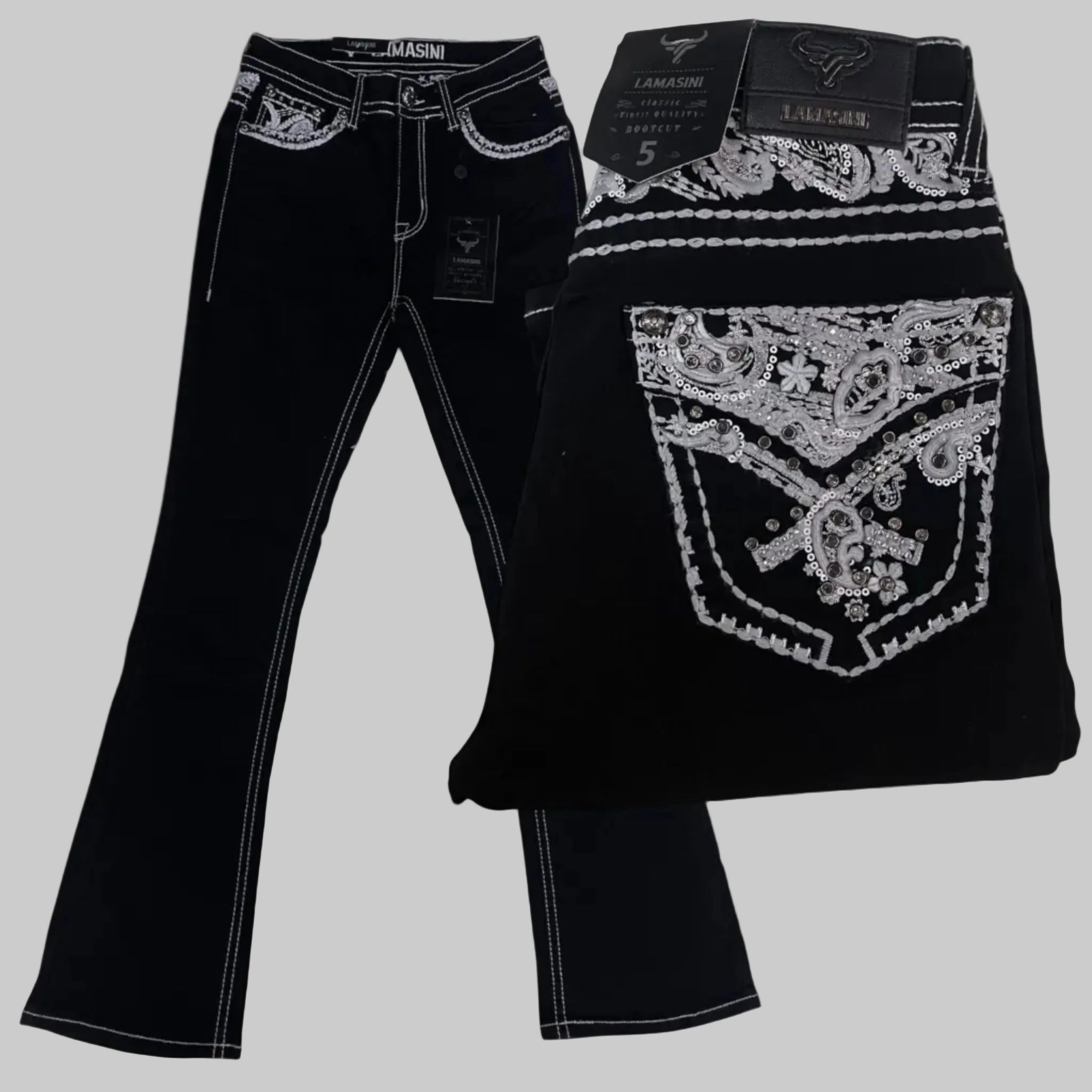 LAMASINI Women Jeans L763 Black