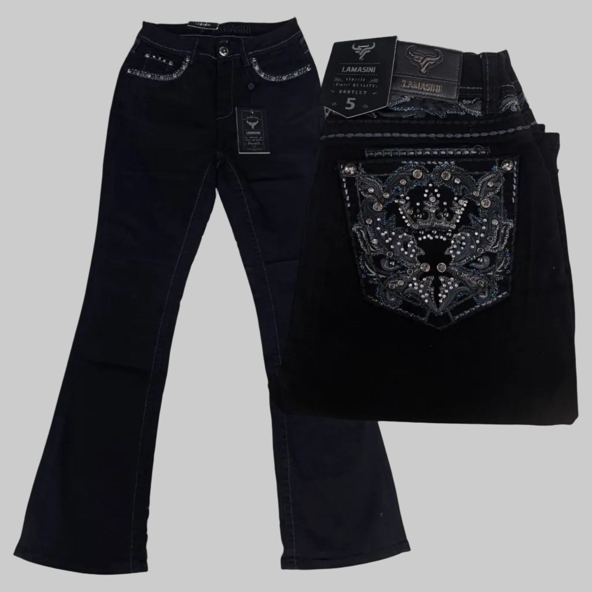 LAMASINI Women Jeans L765 Black