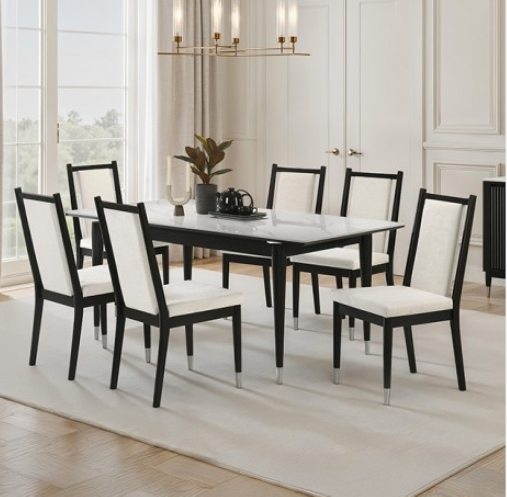 MAIDSTONE 5PC DINNING TABLE SET | FM32001BK-T-5PC Color Black/White