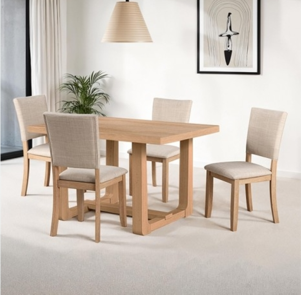 SAURO 5 Pc Dining Table Set | SL3405NT-T-5PC Natural Color