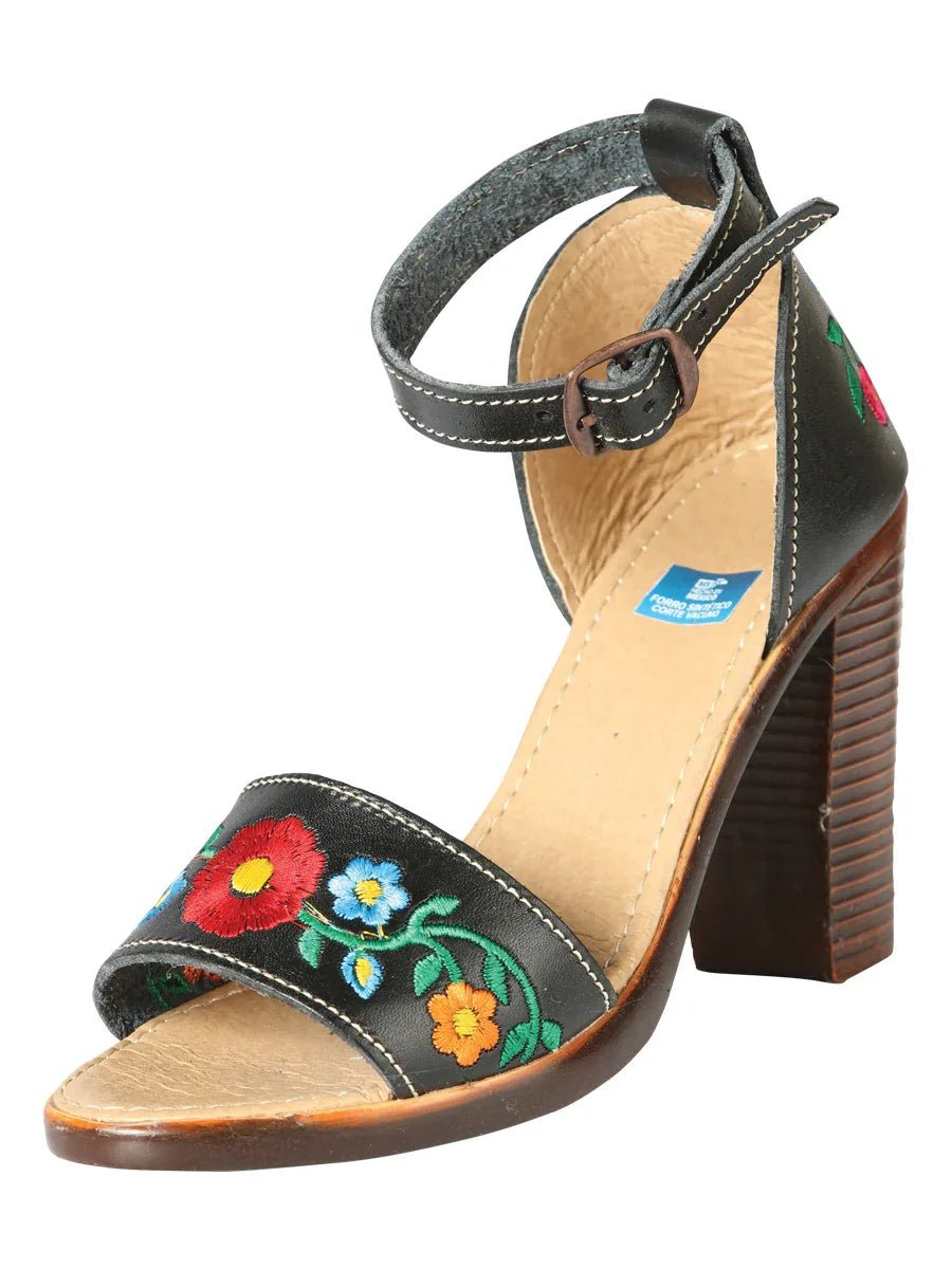 Mexican Artisanal Sandals Leather Black 603952 - N4dboots.com