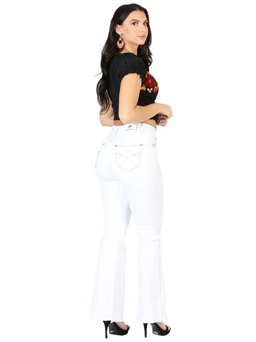 Centenario Women's White Bootcut Denim Jeans 45545 - N4dboots.com