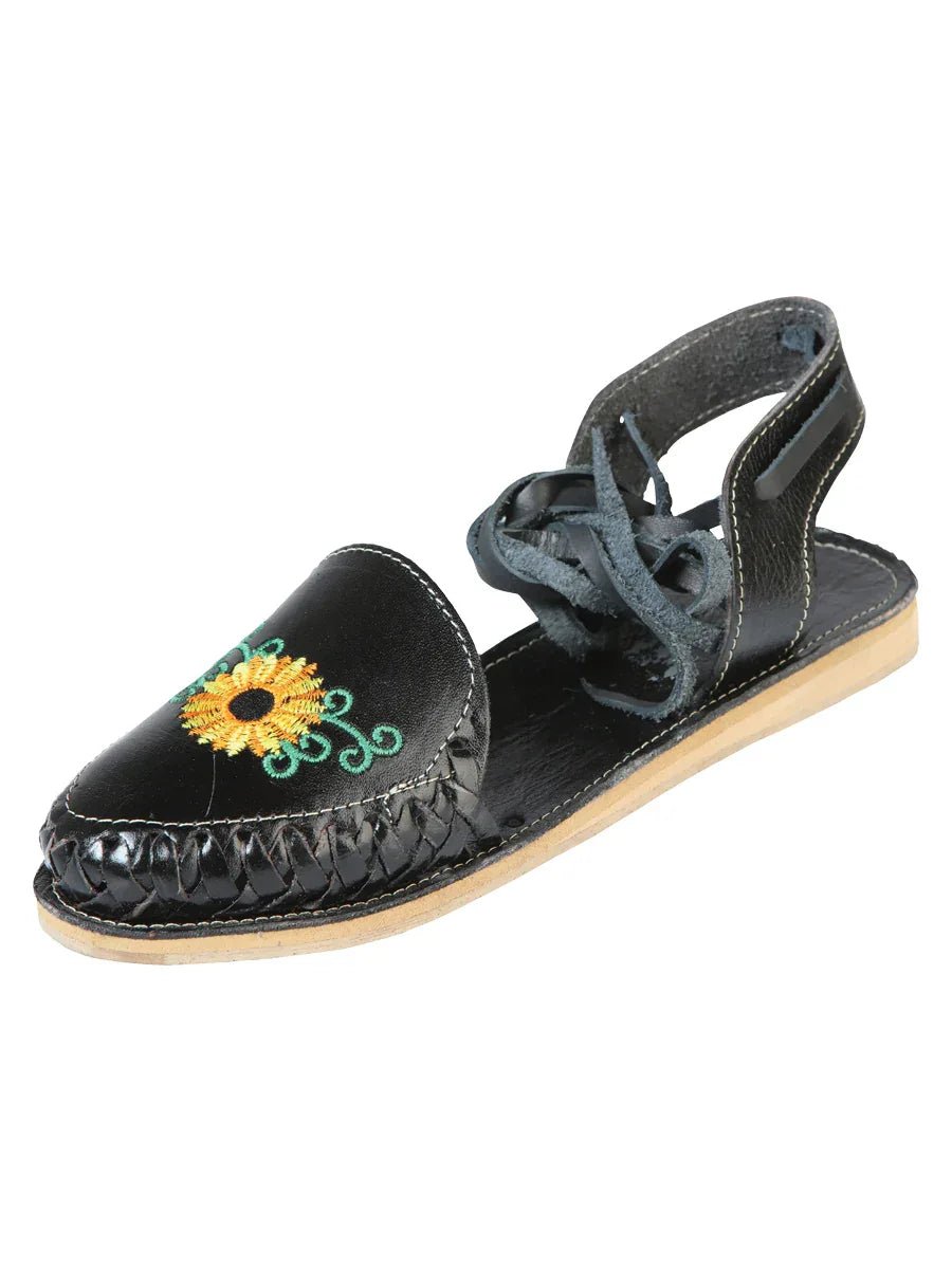 Mexican Artisanal Sandals Leather Black 603919 - N4dboots.com