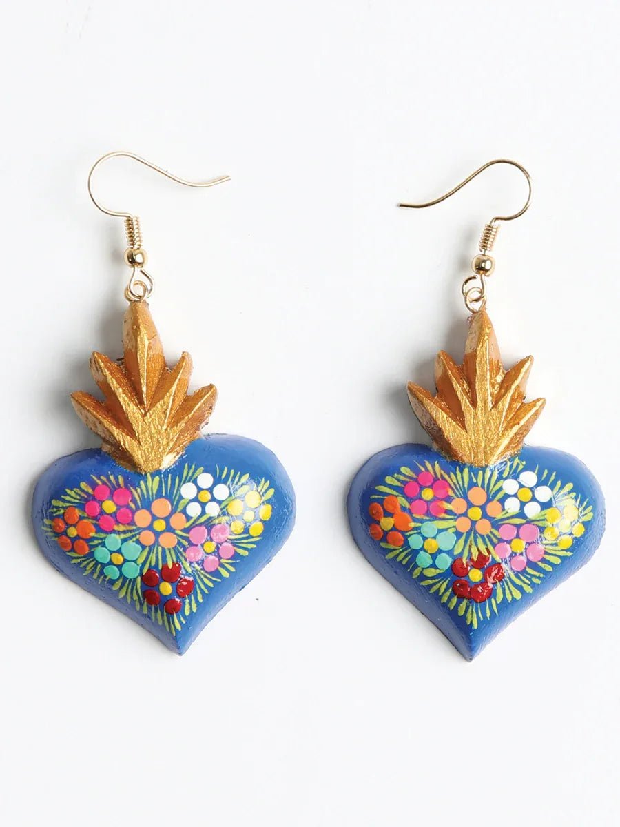 Artisanal Hand Painted Earrings Blue 603975 - N4dboots.com