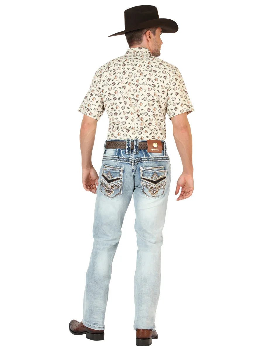 Centenario Men's Premium Denim Boot Cut Pants - Medium Blue 45533 - N4dboots.com
