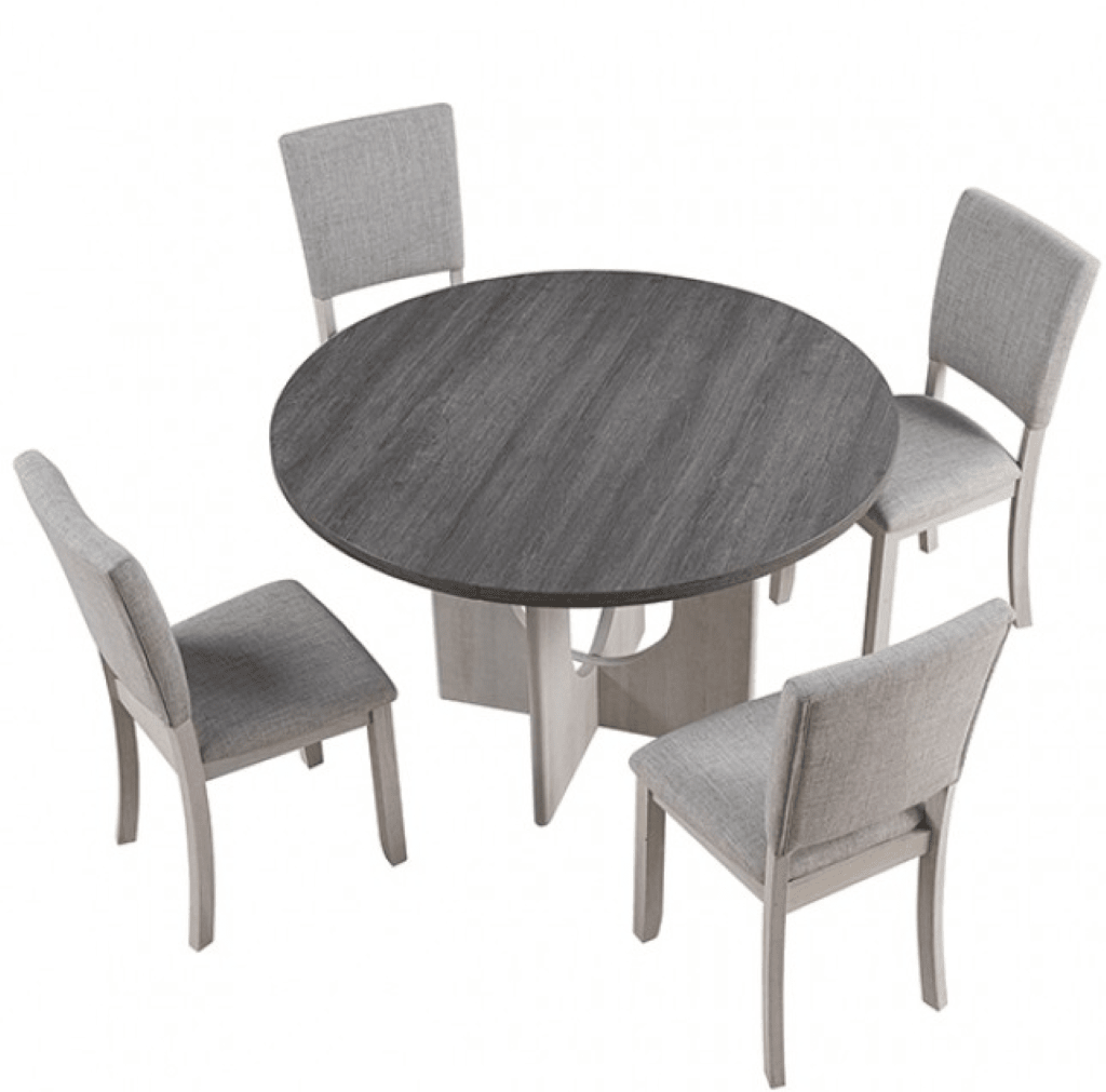 OBERTO 5 Pc Round Dining Table Set | SL3406GY - RT - 5PC Color Gray - N4dboots.com