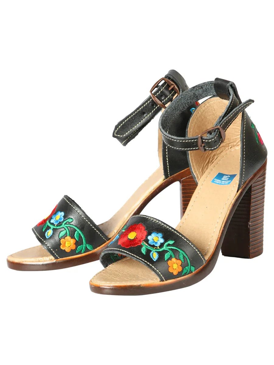 Mexican Artisanal Sandals Leather Black 603952 - N4dboots.com