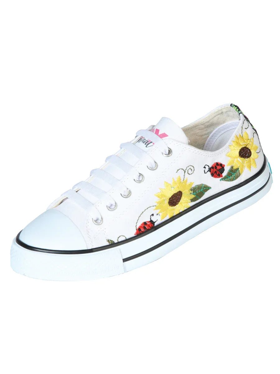 Artisanal Embroidered Sneakers Textile Canvas White 602786 - N4dboots.com