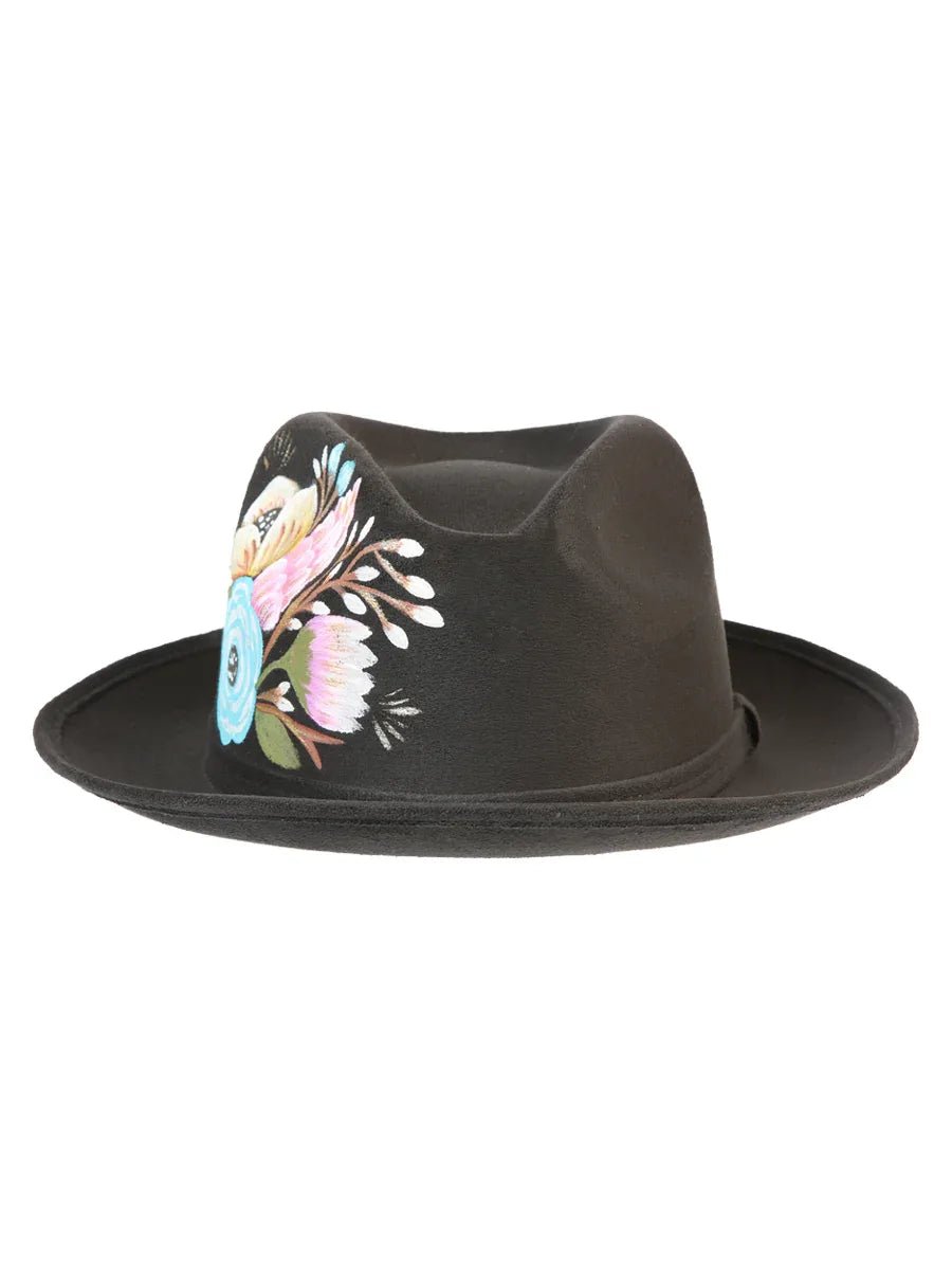 Artisanal Hand Painted Hat Suede Black 603820 - N4dboots.com