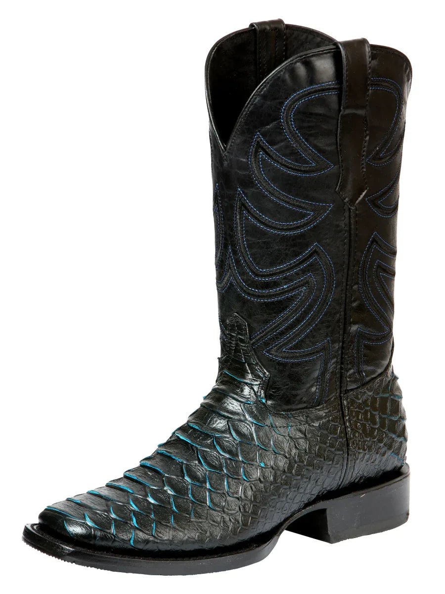 El General Men’s Rodeo Boot Imitation Python - Black/Blue 45564 - N4dboots.com