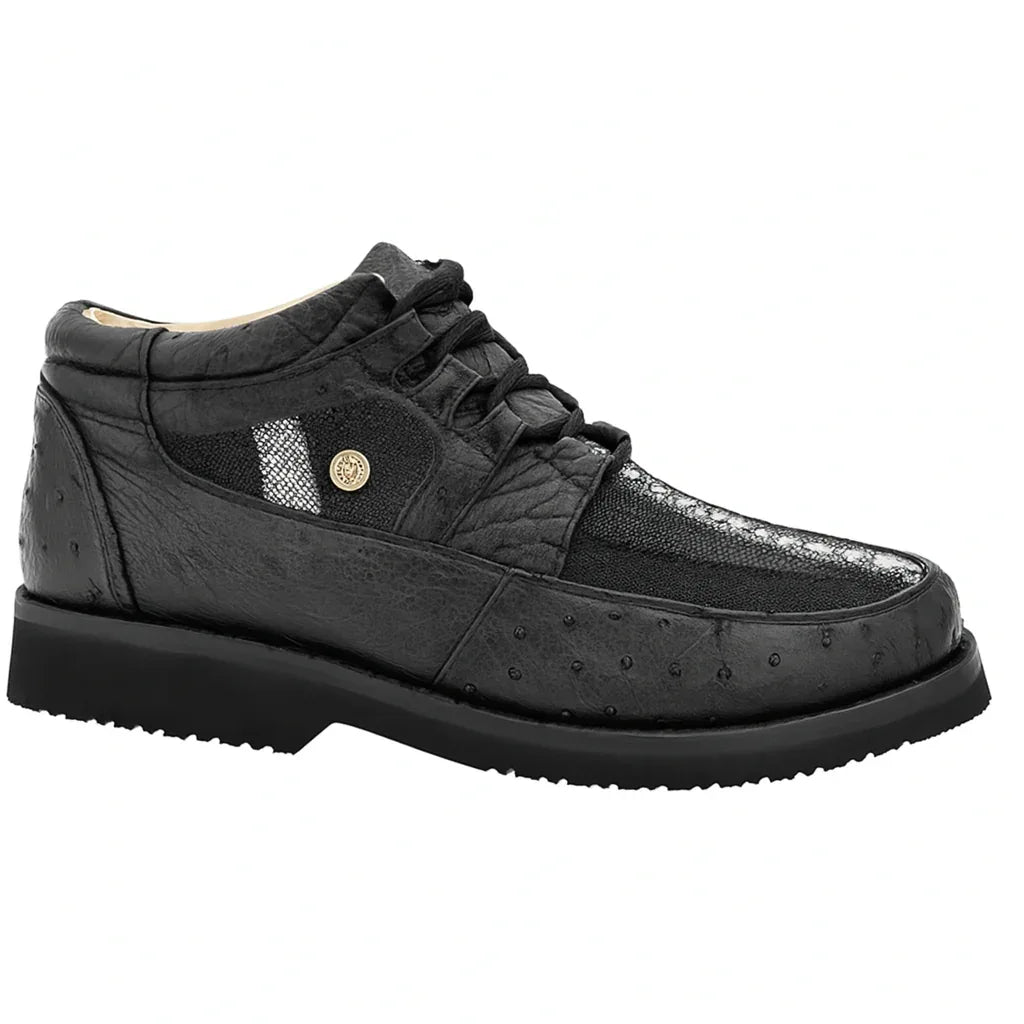 Zapatos Casuales de Mantarraya con Avestruz Original Color Negro - N4dboots.com