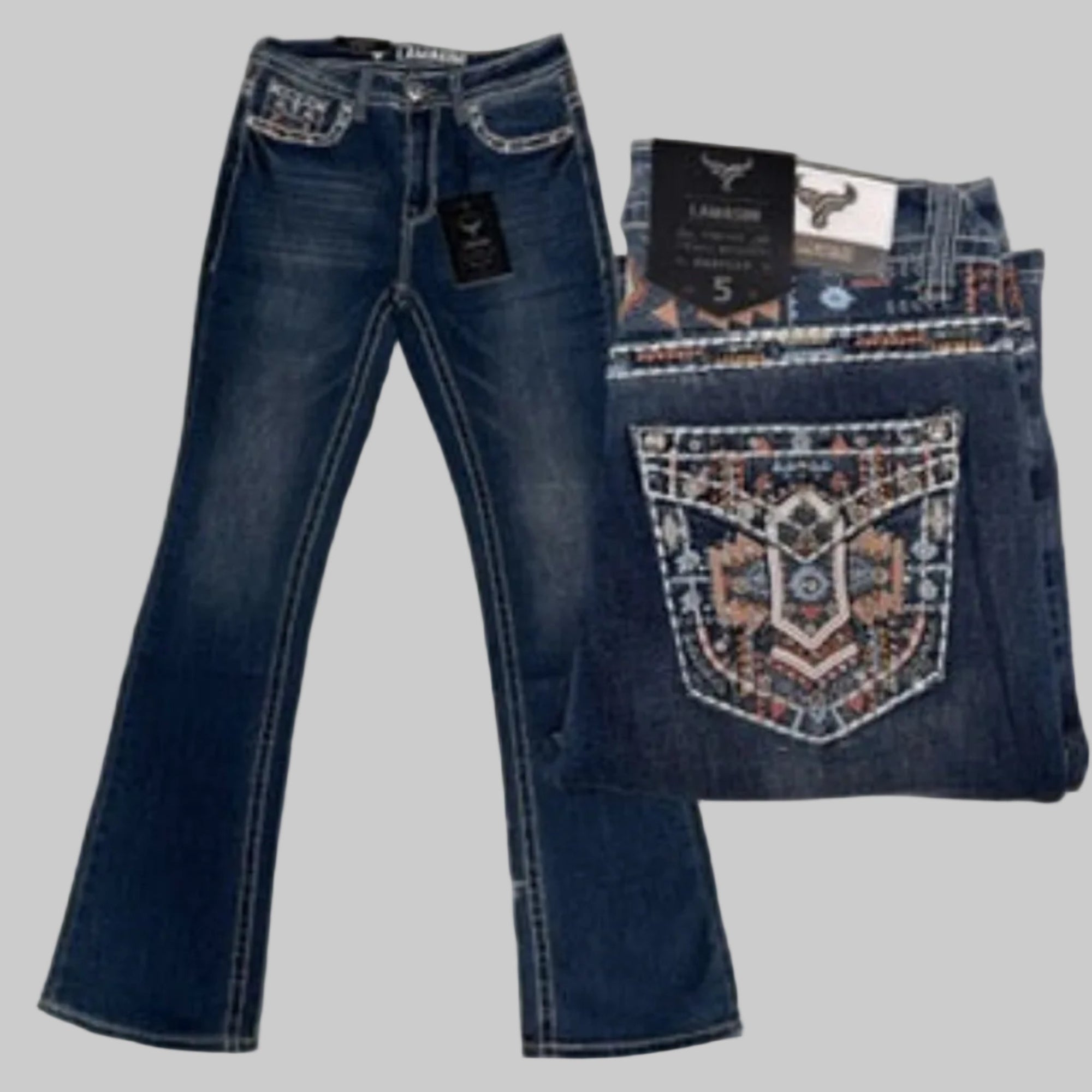 LAMASINI Women Jeans L760 Dark Blue - N4dboots.com