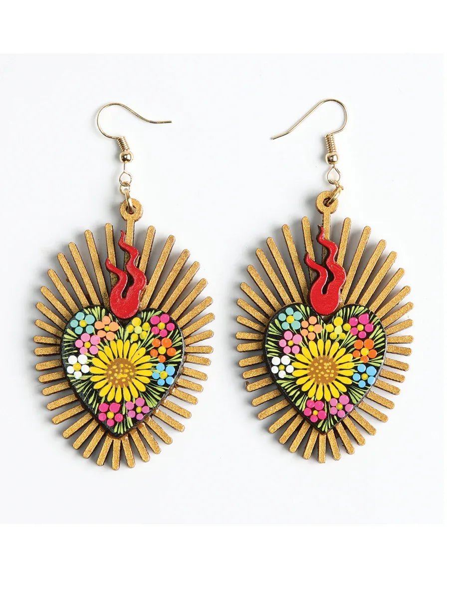 Artisanal Hand Painted Earrings Black 603978 - N4dboots.com