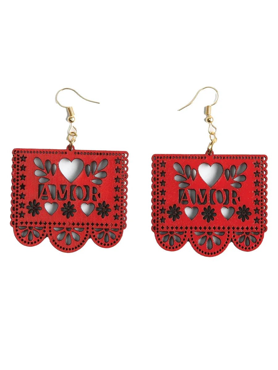 Artisanal Handmade Earrings Wood Red 603949 - N4dboots.com