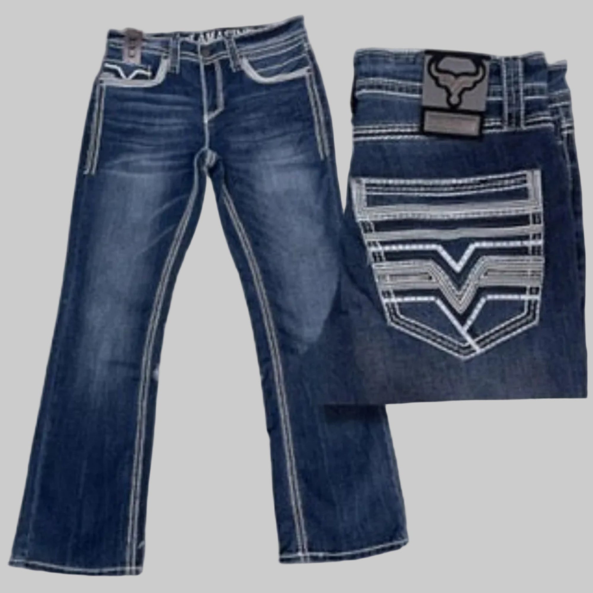 LAMASINI Men Jeans Lam 26502 Med Blue - N4dboots.com