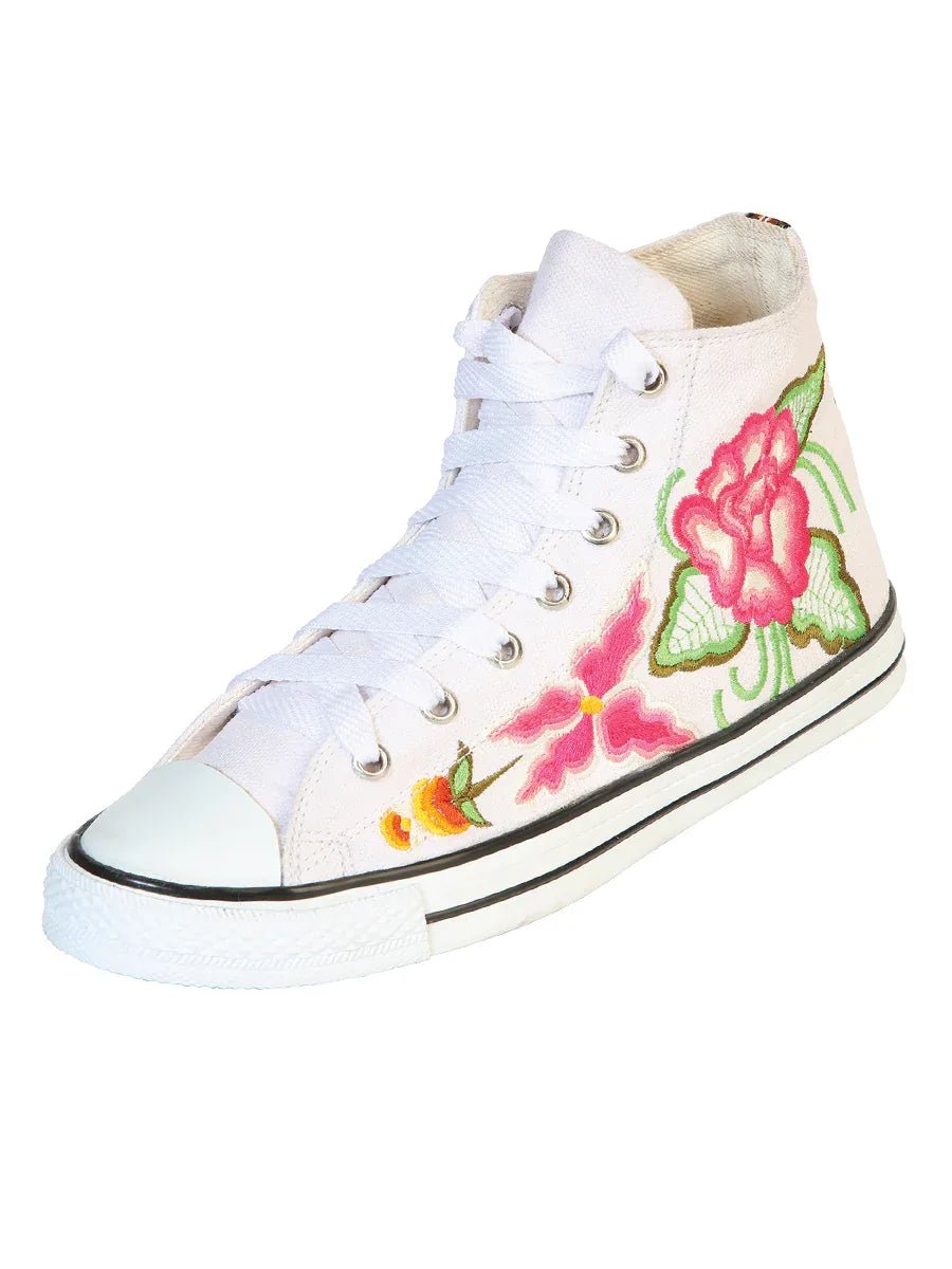 Artisanal Embroidered Sneakers Textile Canvas White 602781 - N4dboots.com