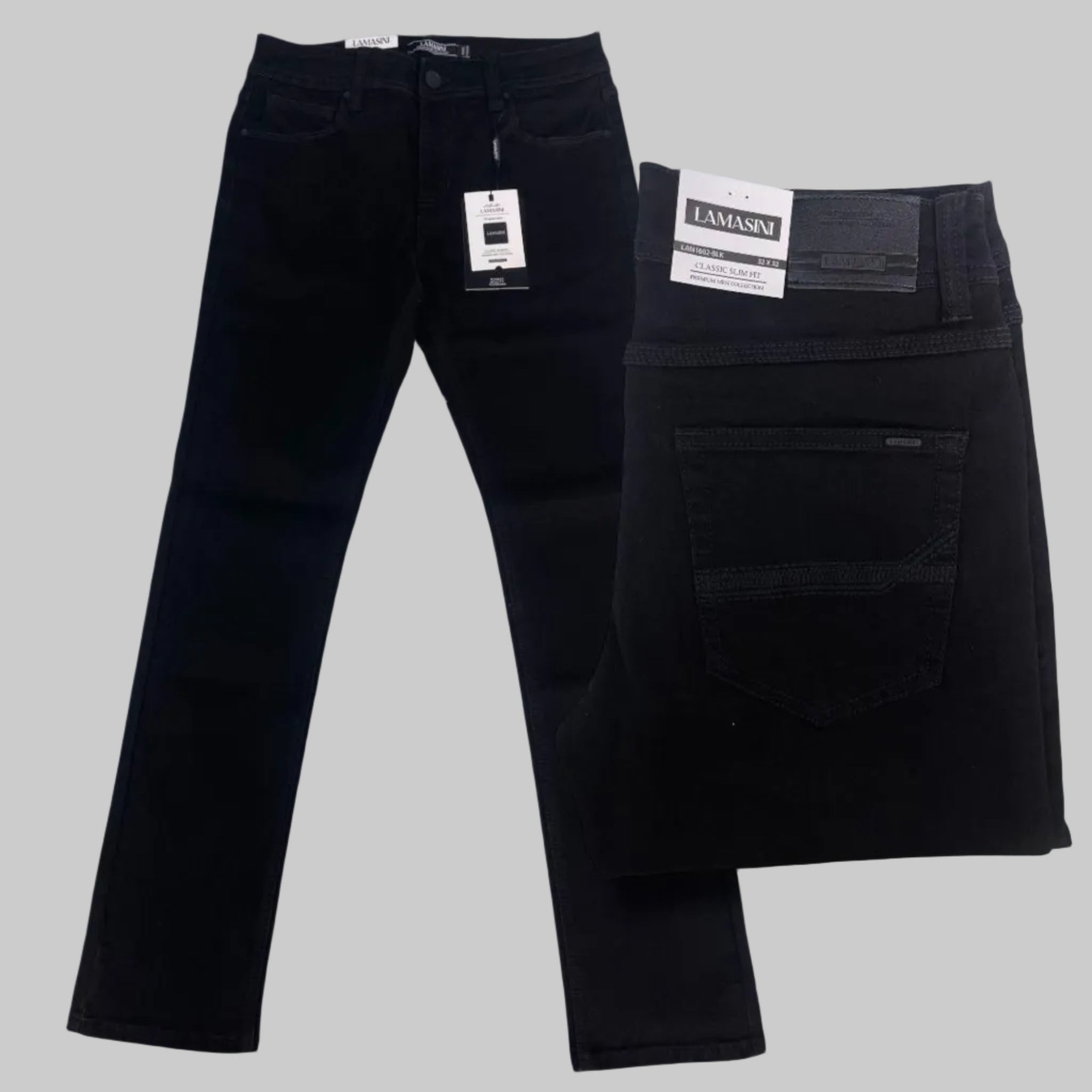 LAMASINI Men Jeans Lam 1602 Black - N4dboots.com