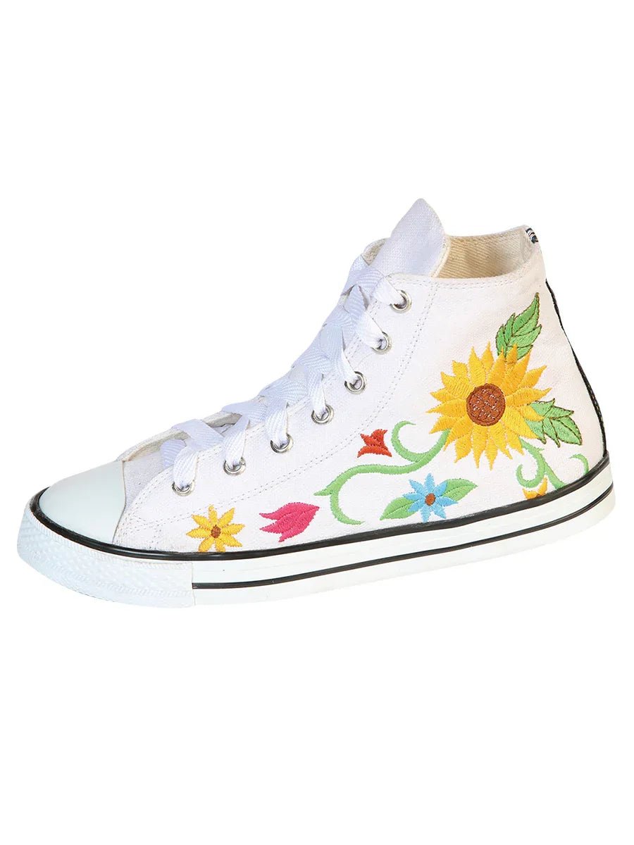 Artisanal Embroidered Sneakers Textile Canvas White 602787 - N4dboots.com