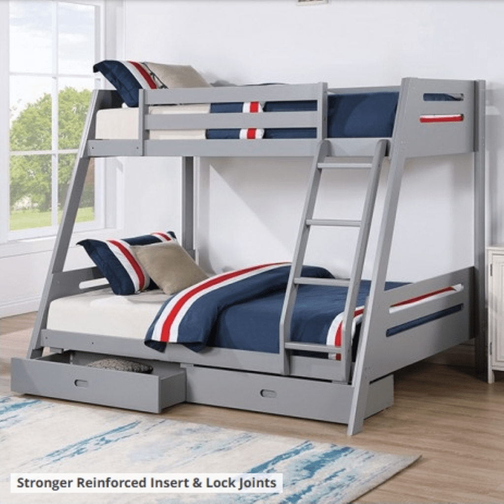 EMILE Twin/Full Bunk Bed | FM - BK003GY - BED Color Gray - N4dboots.com