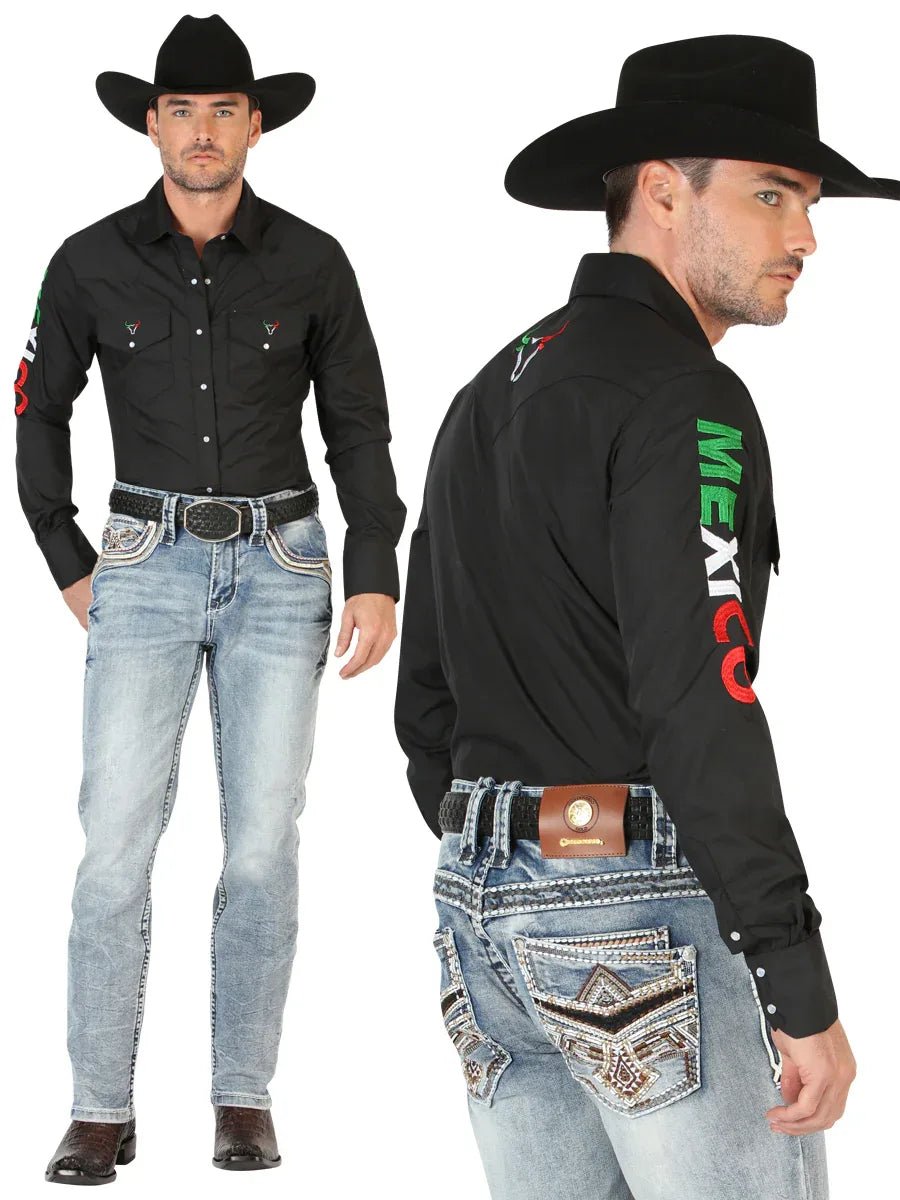 Centenario Men's Premium Denim Boot Cut Pants - Black 45532 - N4dboots.com