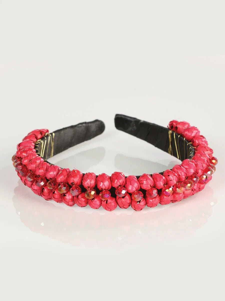 Artisanal Handcrafted Headband 100% Leaf Palm Red 603275 - N4dboots.com