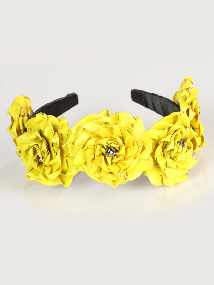 Artisanal Handcrafted Headband 100% Leaf Palm Yellow 603202 - N4dboots.com