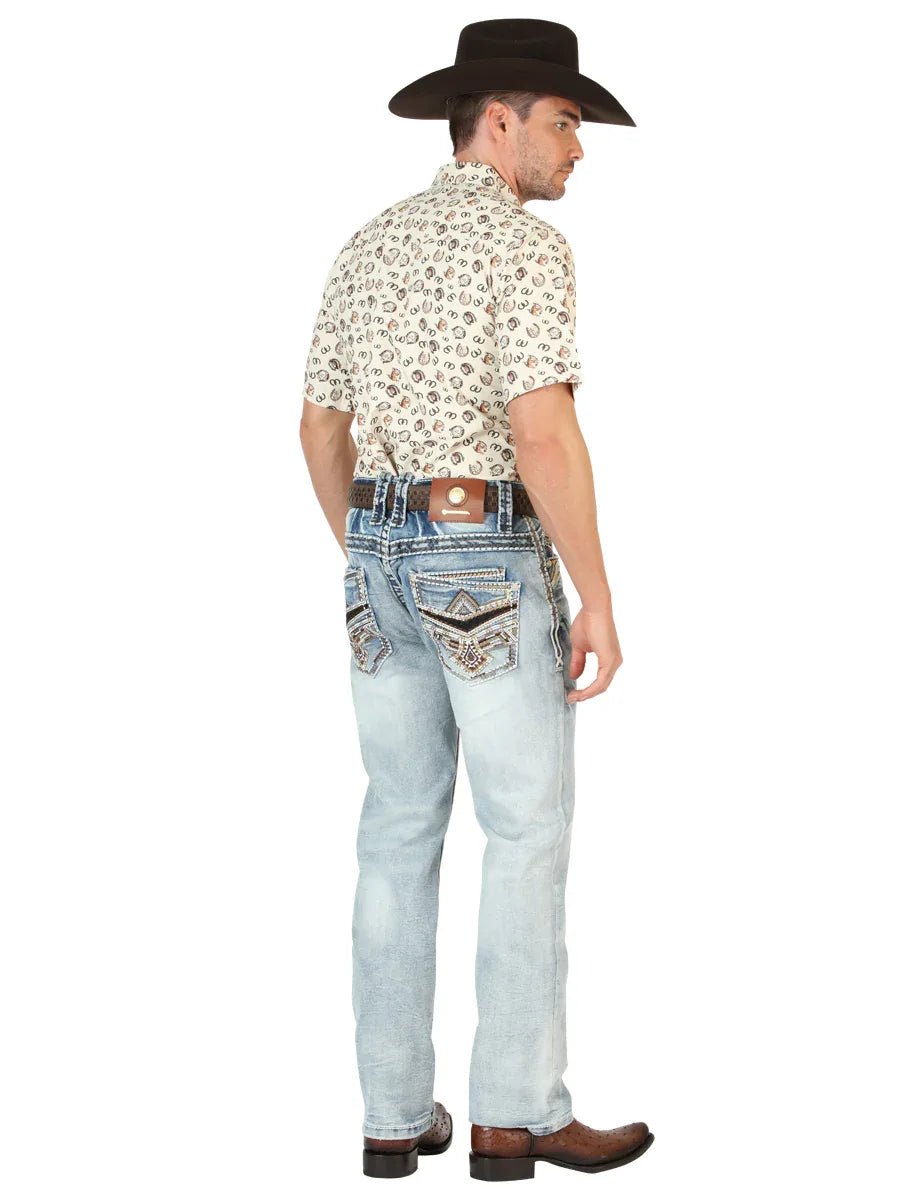 Centenario Men's Premium Denim Boot Cut Pants - Medium Blue 45533 - N4dboots.com