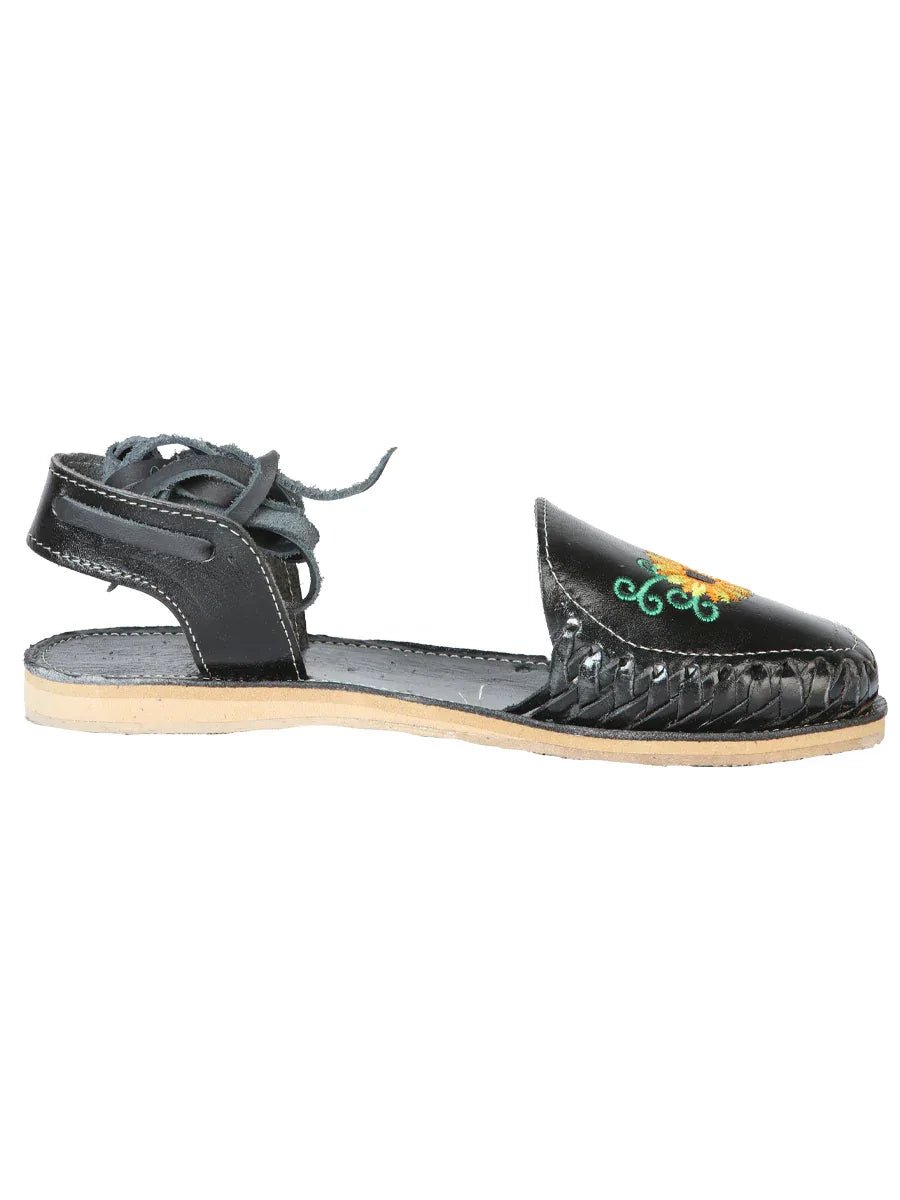 Mexican Artisanal Sandals Leather Black 603919 - N4dboots.com