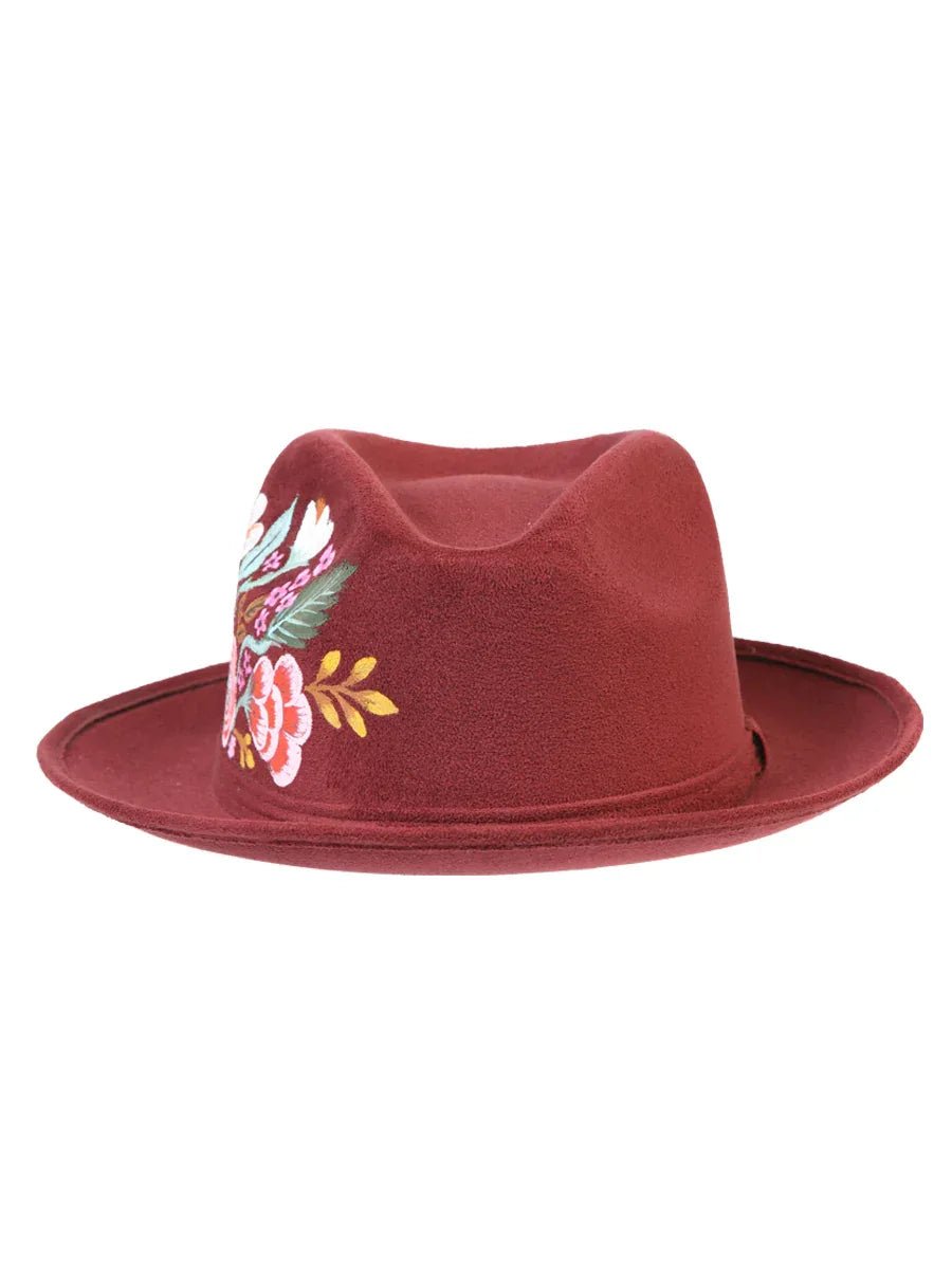 Artisanal Hand Painted Hat Suede Wine 603821 - N4dboots.com