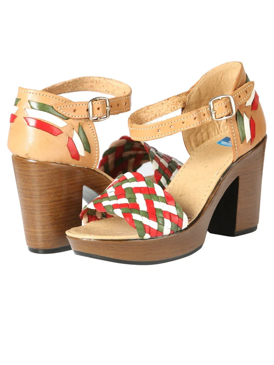 Mexican Artisanal Sandals Leather Tricolor 603941 - N4dboots.com