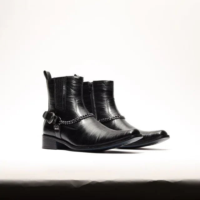 Chain Link Harness Boot D - 716| Axel Black - N4dboots.com