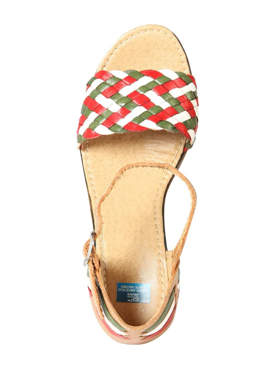 Mexican Artisanal Sandals Leather Tricolor 603941 - N4dboots.com