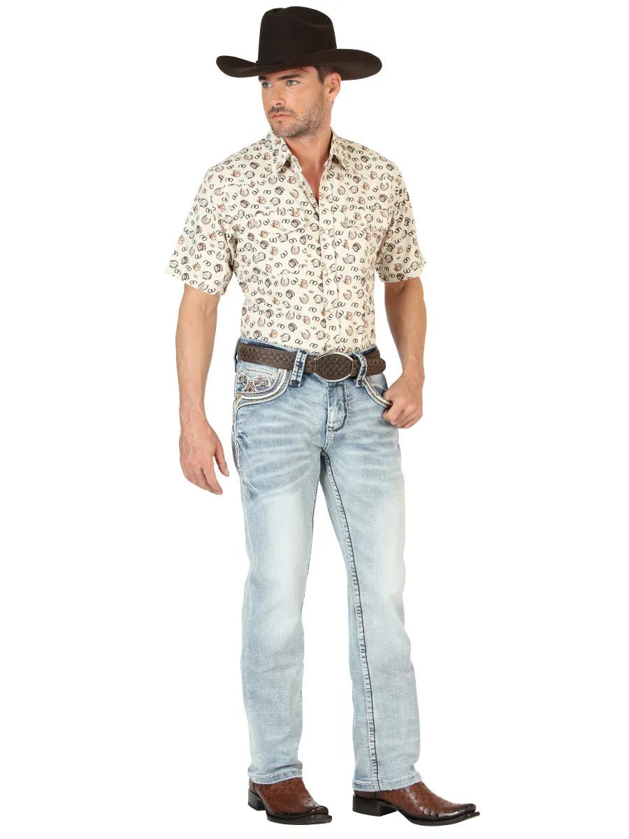 Centenario Men's Premium Denim Boot Cut Pants - Medium Blue 45533 - N4dboots.com